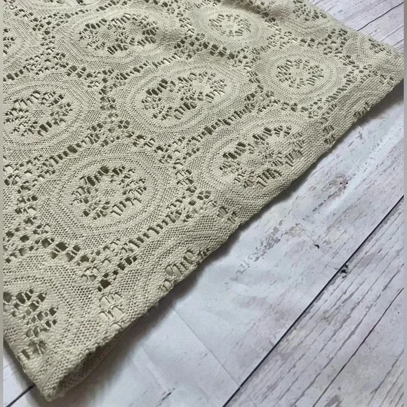 EUC Tan‎ Crochet Lace Women’s Cocktail Formal Adrianna Papell 1/4 Sleeve Dress - Picture 9 of 11